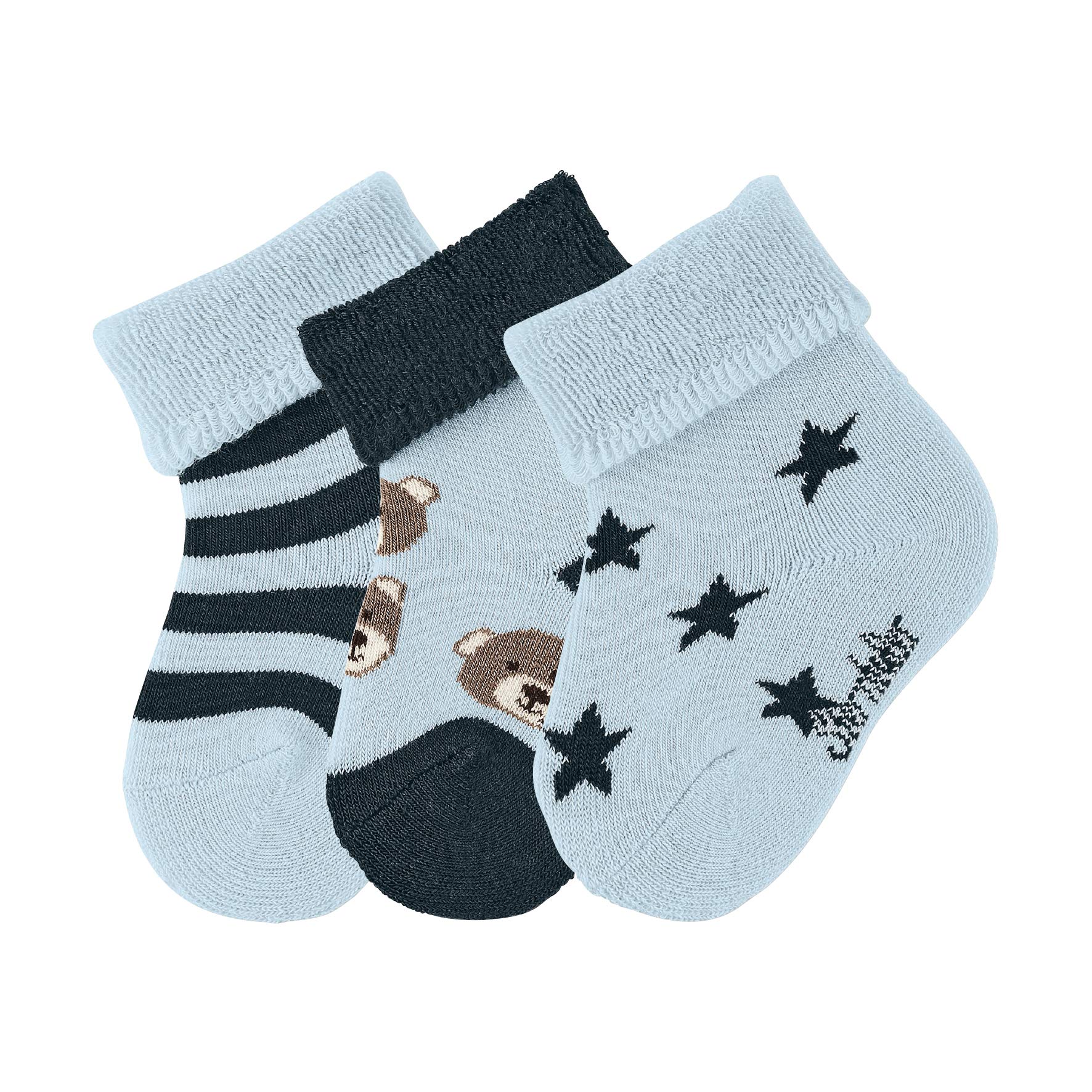 Sterntaler Baby Boys Baby Socks, 3-Pack, Size: 2.5, Blue Socks, Blue (Bleu 313), 6-9 Months (Manufacturer Size: 18)
