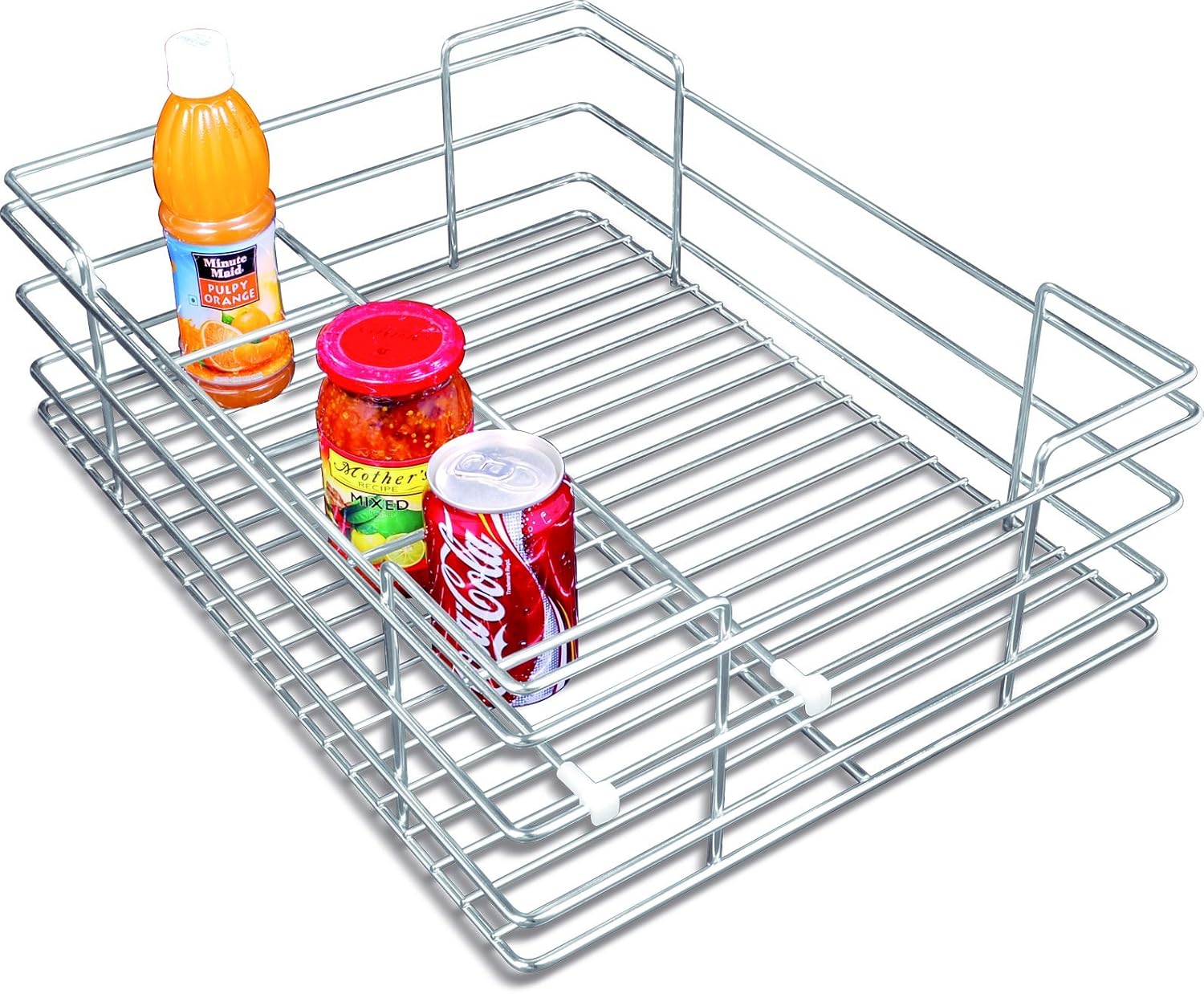 Buy Now & Ever Stainless Steel Modular Kitchen Bottle Basket, 21 Wx 20 D x 6 H inches, Silver, 1