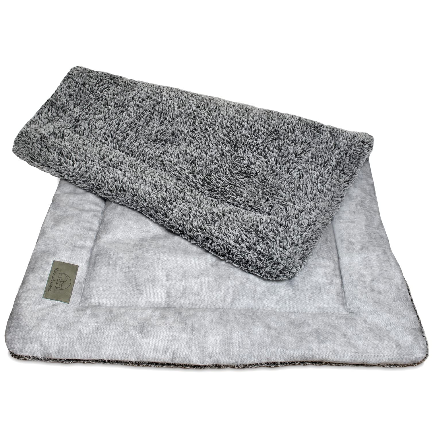 KaraLuna Dog Cushion for Home and Travel I Washable Dog Mat Padded Dog Blanket Fluffy (S, Grey)