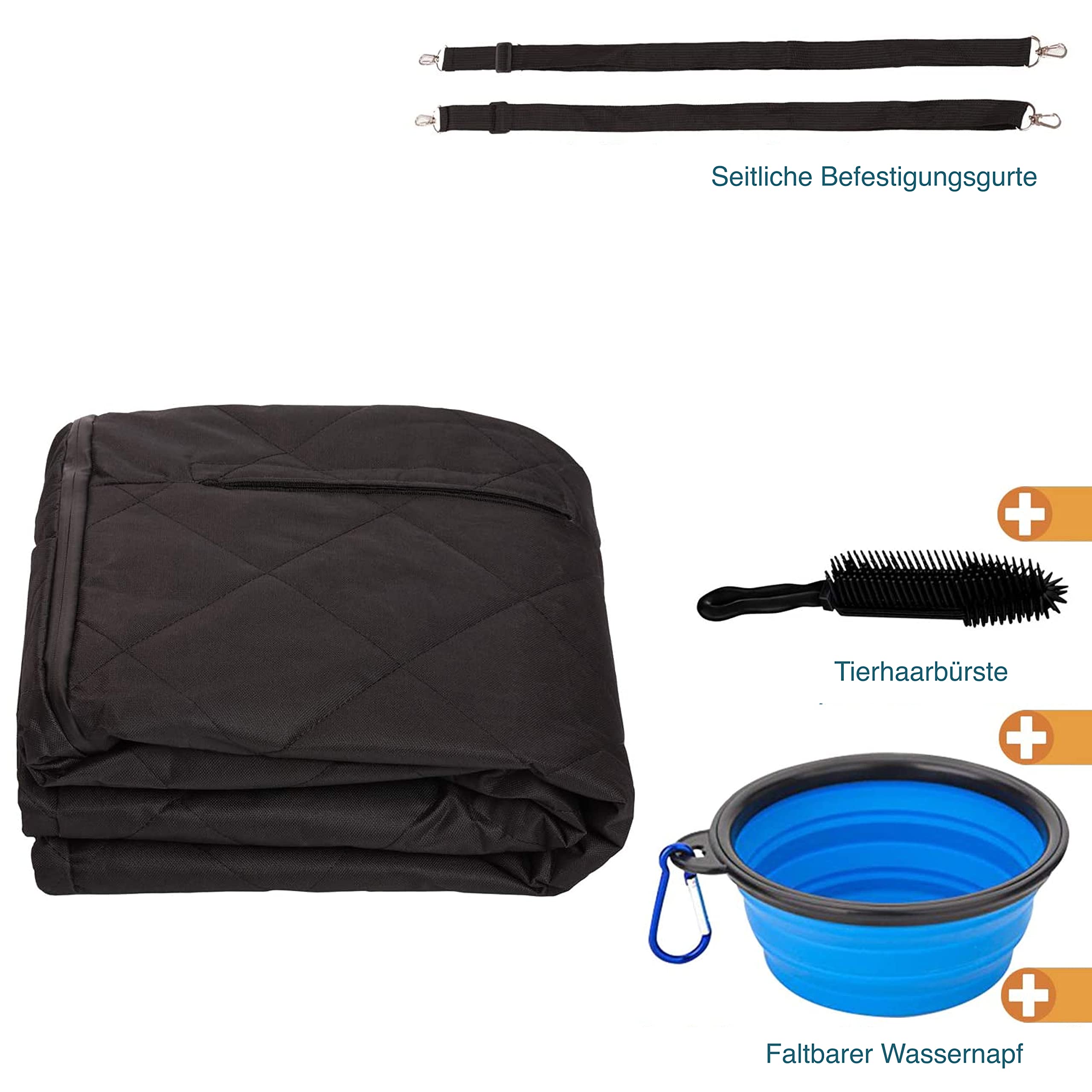Hundedecke Für Die Rückbank Xxl – Gepolsterte Schondecke Mit Seitenschutz 165*142*50Cm – Universell Für Jedes Auto – Teilbar – Auch Für Den Kofferraum +Faltbarer Wassernapf +Tierhaarbürste 7