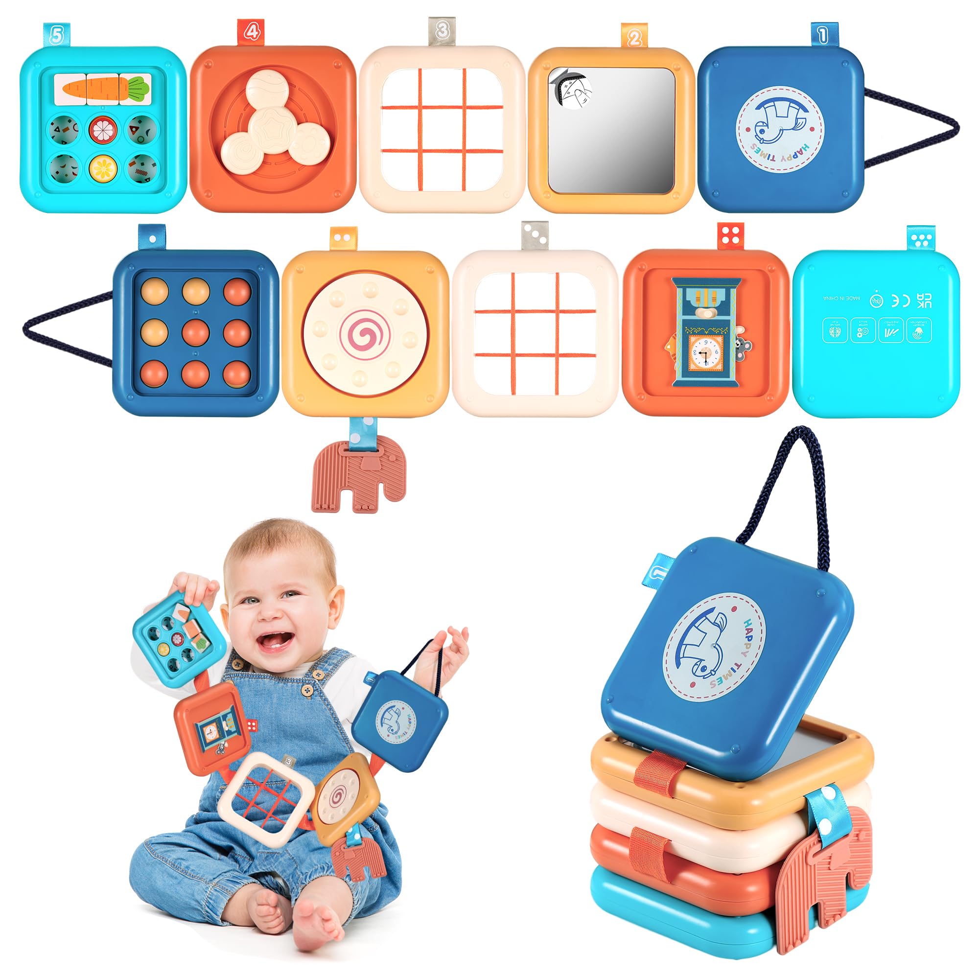Yimomoyi Travel Toys for 1 Year old, Busy Board for 1 Year Old, Baby Busy Board Montessori Toys for 1 2 3 Year Old Boy Girl Birthday Gifts,8 in1 Toddler Toys Travel Activities Busy Cube