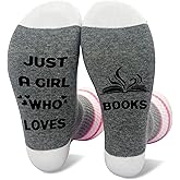 pseuaudo Funny Books Socks For Women Girl, Just A Girl Who Loves Books Themed Socks, Novelty Gifts For Teen Girls Students Reader Book Lovers Read Lovers, Cute Gifts For Party Birthday Christmas -33