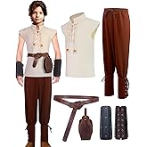 Kids Medieval Costume Boys Renaissance Viking Knight Outfit for Halloween Cosplay Sets 4-12 Years