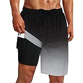 Sarfel Mens Swim Trunks with Compression Liner 9'' Quick Dry Mens Bathing Suit 9 Inch Inseam Men's Board Shorts Men Swimsuit