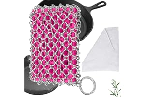 HERDA Cast Iron Skillet Cleaner - Large Chainmail Scrubber Cast Iron Sponge, Cast Iron Pan Cleaner Chain Mail Scrubber, Cast Iron Scrubber Cast Iron Cleaning Chain Scrubber for Dutch Oven, Carbon Steel Pan