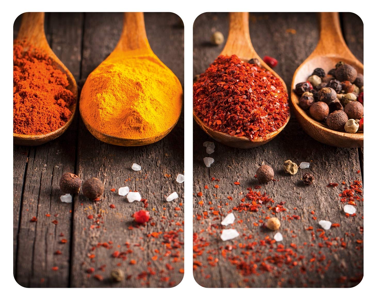 Allstar Curry Glass Hob Protector Set of 2, Hob Cover for Glass Ceramic or Induction Hob, Tempered Glass, 30 x 0.8 x 52 cm, Multi-Coloured