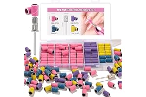 JINJINANV Nail Drill Bits 100 Pcs Sanding Bands for Nail Drill, Nail Tips for Drill Bits Nail Tech, Mix 80#120#180#240# Fine Grit File Sanding Bands for Acrylic Gel Manicures and Pedicure