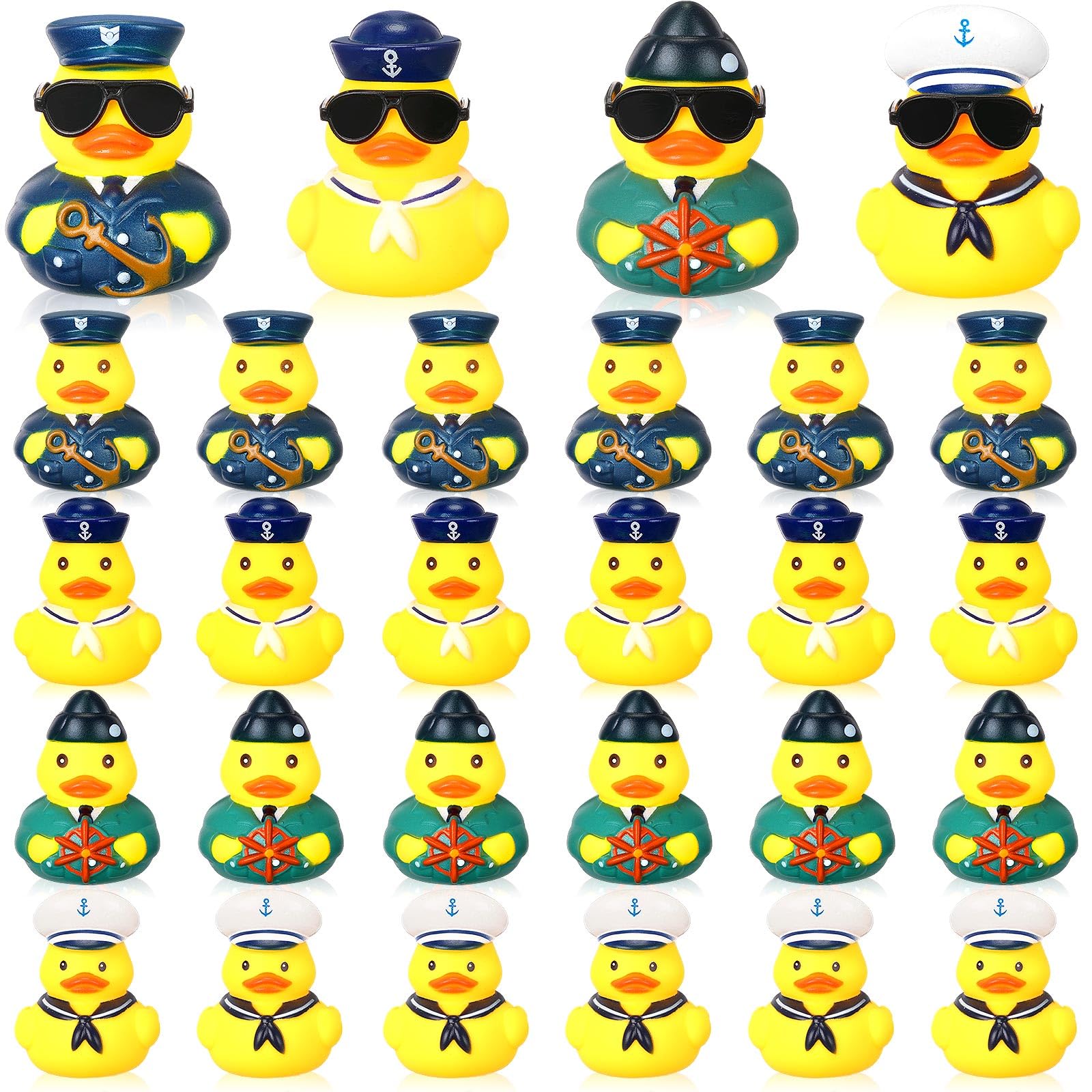 Photo 1 of Motionchic 36 Pcs Cruise Ships Rubber Ducks Bulk with Sunglasses 2.4 Inch Military Rubber Cruise Uniform Armed Forces Squeaky Bath Duck Toy Birthday Baby Shower Party Favors
