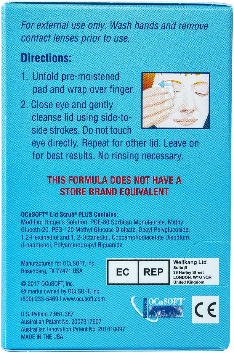 OCuSOFT Lid Scrub Plus, Pre-Moistened Pads, 30 Count: Health & Personal Care