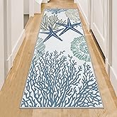 Tritard Coastal Runner Rug 2x6 Nautical Kitchen Hallway Rugs Beach Themed Non-Slip Indoor Floor Mat Machine Washable Rugs Carpet for Bathroom Living Room Bedroom Laundry Room Entryway, Blue
