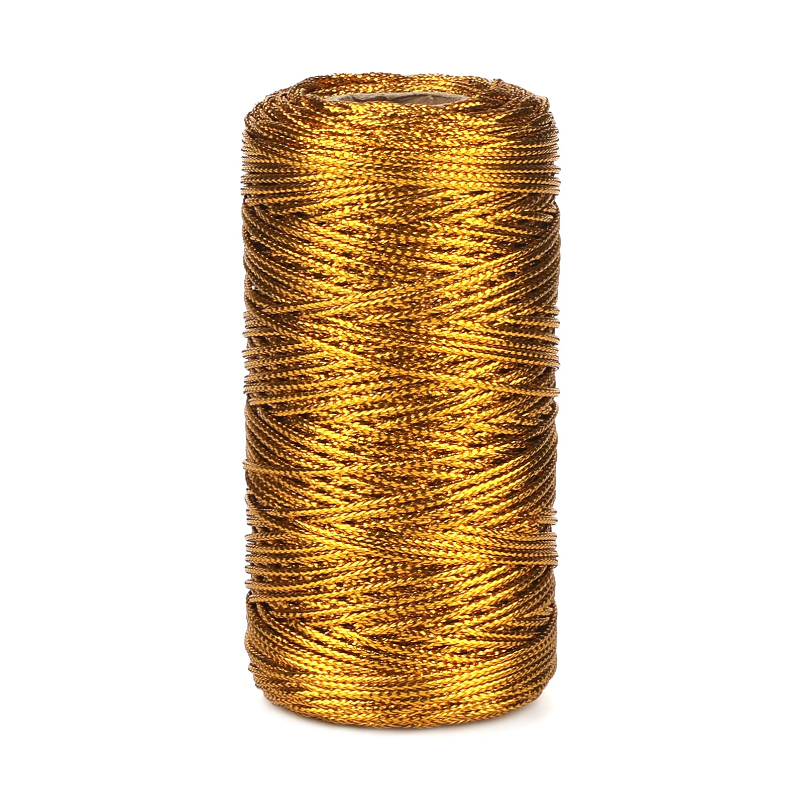 jijAcraft 100M Gold String Twine: 1.5MM Christmas Metallic Craft Cord for Decoration, Gold Metallic Thread Twine for DIY Crafts, Gift Wrapping