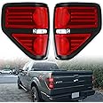 GORWARE Tail Light Assembly Pair of LH & RH Taillight Compatible with 2009-2014 Ford F-150 Pickup Truck Tail Light Rear Brake Lamp Left & Right Side W/Black Trim Red Lens Housing