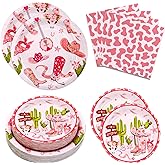 180PCS Cowgirl Party Supplies Serve 60, Western Party Paper Plates and Napkins Set for Pink Cowgirl Rodeo Birthday Bachelorette Party Decorations, Includes Dinner Plates, Dessert Plates, Napkins