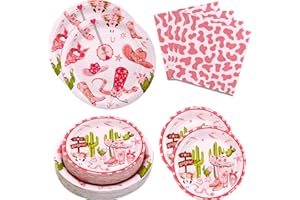 OSONM 180PCS Cowgirl Party Supplies Serve 60, Western Party Paper Plates and Napkins Set for Pink Cowgirl Rodeo Birthday Bachelorette Party Decorations, Includes Dinner Plates, Dessert Plates, Napkins