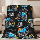 Jbofyee Monster Trucks Cars Throw Blankets All Season Ultra Soft Warm Gift for Boys Fleece Blanket for Home Bed Sofa Couch Chair Outdoor Travel Camping 40x30 Inch