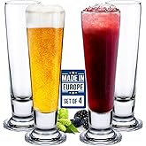Beer Glasses Set, Tall Footed Pilsner Glass, Pint Beer Drinking Set, Lead-Free Brewery Tumblers, Craft Beer Tasting Glass, 4 PCs