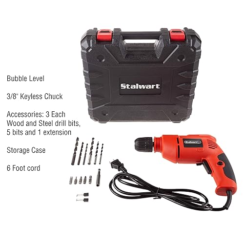 Stalwart 75-PT1037 Electric Power Drill with 6-Foot Cord
