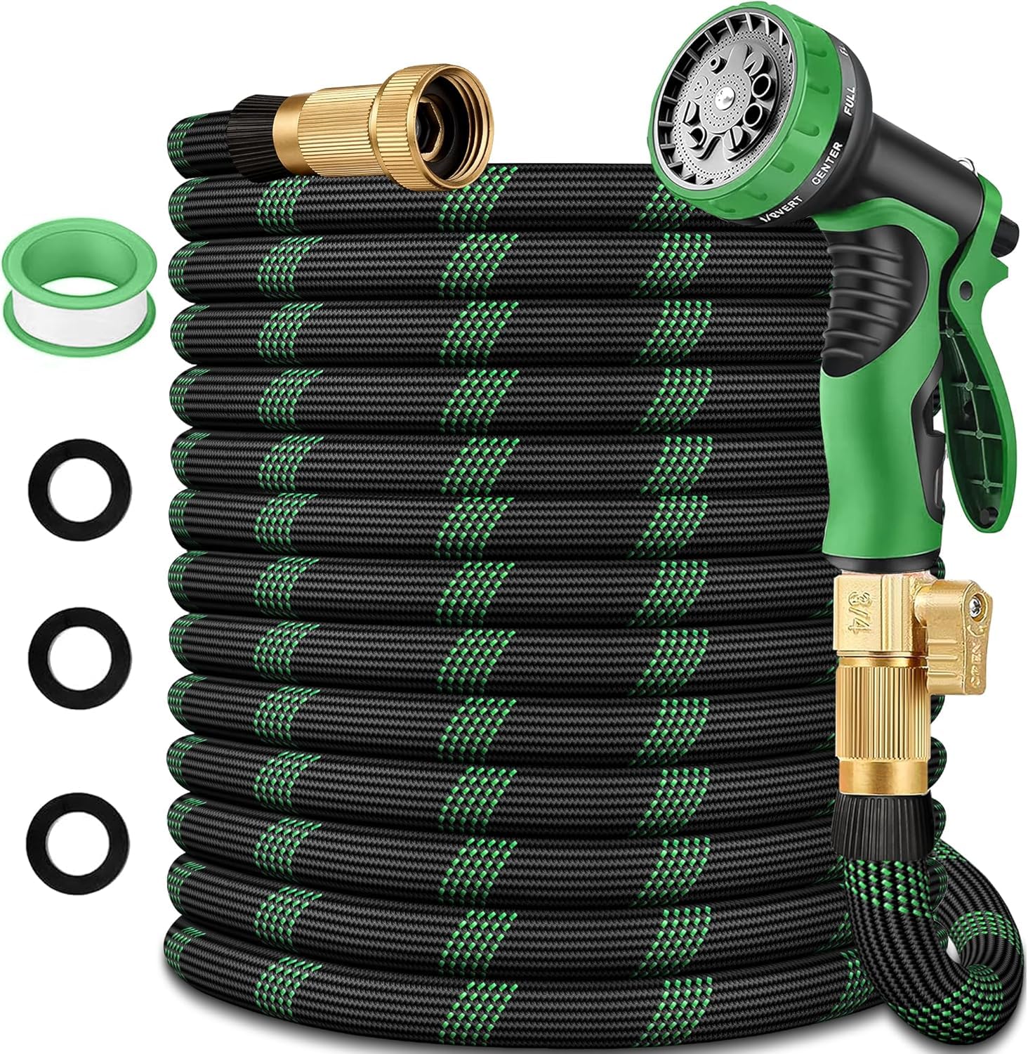 75 ft garden hose, flexible ultra lightweight durable garden hose, kink-free water hose with 10 func