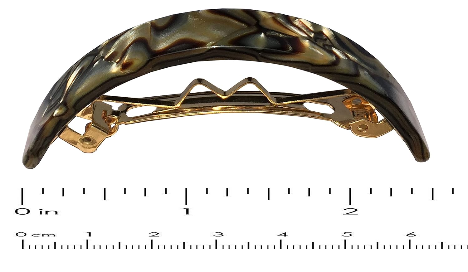 French Amie Curved Small Onyx Silver Grey 2.5 Inches Celluloid Handmade Automatic Hair Clip Hair Barrette with Golden Clasp (Onyx Silver Grey) : Beauty