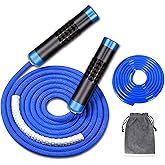 Redify Weighted Jump Rope for Workout Fitness(1LB), Tangle-Free Ball Bearing Rapid Speed Skipping Rope for MMA Boxing Weight-loss,Aluminum Handle Adjustable Length 9MM Fabric Cotton+9MM Solid PVC Rope