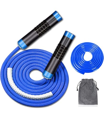Corde à Sauter Lestée Pour Sport Crossfit Speed Jump Rope Sport Maison Adulte Homme Femme - Accessoires Pour Fitness Et Musculation/Boxe ✪GARANTIE✪ (2 Cordes + 2 Poids + Serviette + Vis De