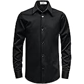 AOTIK Boys Stretch Wrinkle Free Dress Shirts Button Down Shirt Long Sleeve Formal School Uniform Shirts