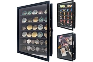 GMFrames 12x16 Wooden Shadow Box Frame with Removable Shelves Deep Display Case for Military Medals Keepsakes Black