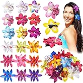 Jexine 18 Pcs Hawaiian Hibiscus Flower Hair Clips for Women, Tropical | 18 Colors, Double Layer Petals, Alligator Clip Base, Beach Party Wedding, Hibiscus Orchid Style