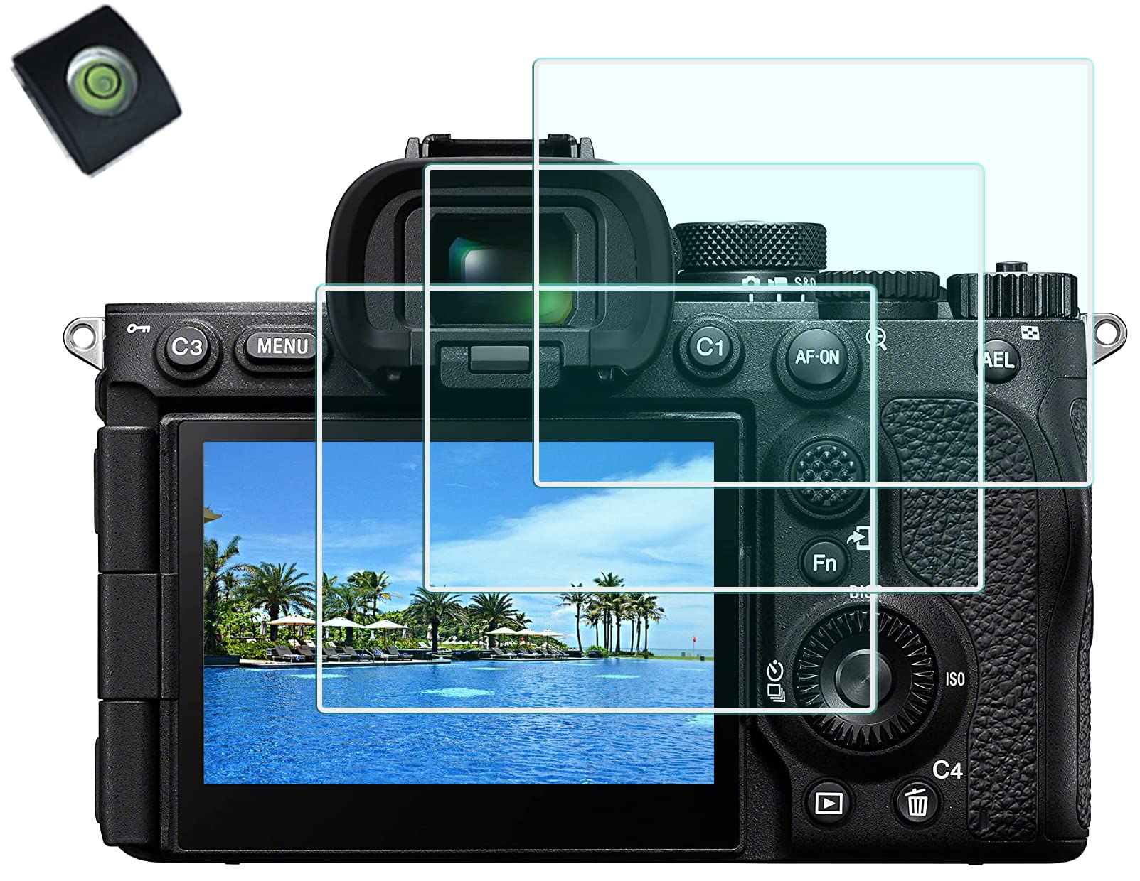Screen Protector for Sony Alpha 7R V 7RV A7R V A7RV A7R5 Camera (for Accessories) with Hot Shoe Cover,HUIPUXIANG 0.3mm High Definition 9H Hardness Optical LCD Premium Glass Protective Cover [3+1 Pack]