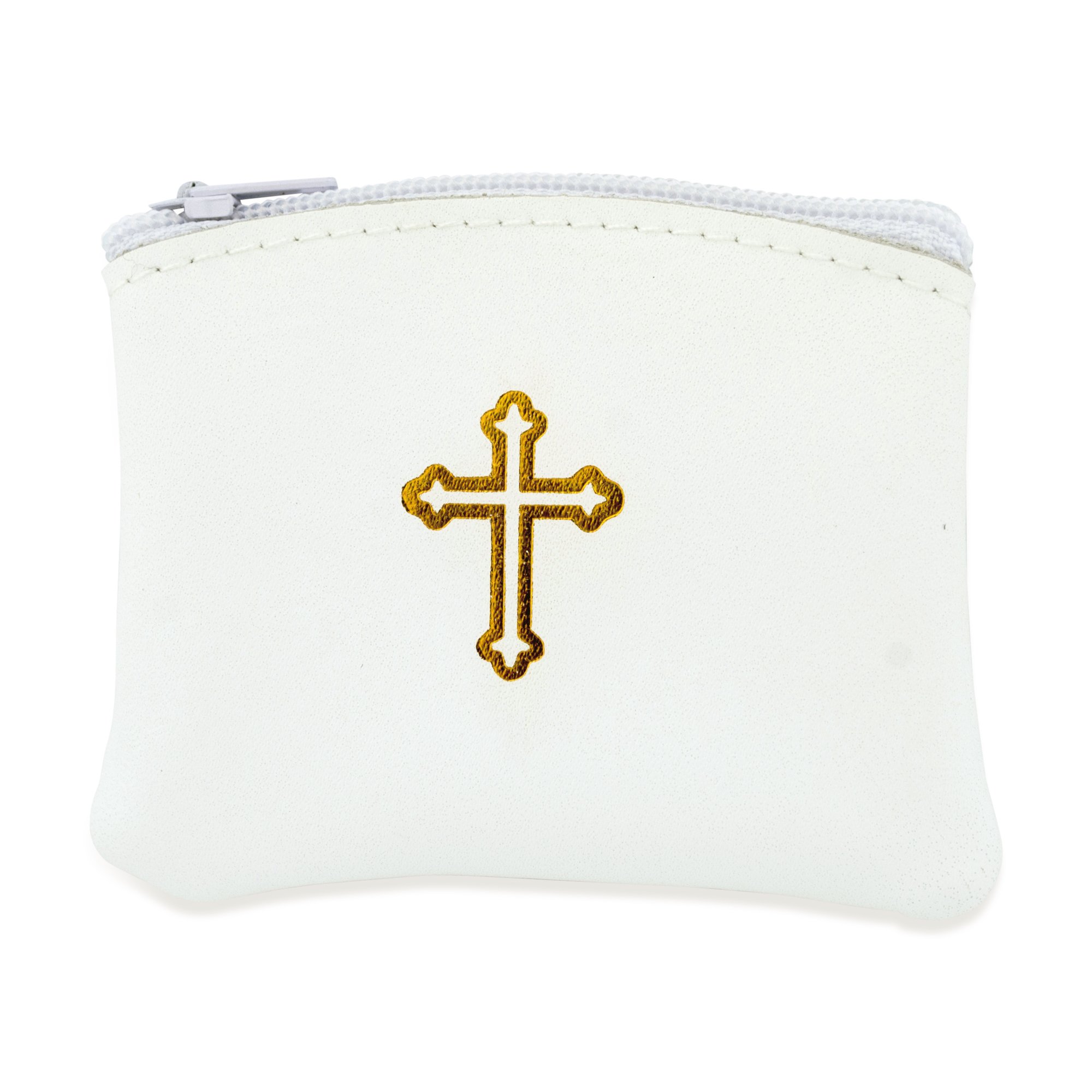 Venerare Genuine Leather Catholic Rosary Case (6, White)