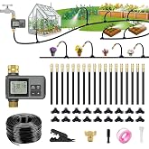 HEKIWAY 60FT Drip Irrigation System with Smart Water Timer | Brass Connectors, 360&deg; Adjustable Nozzles and Bendable Tubing for Garden, Greenhouse, Lawn, Raised Beds and Potted Plants