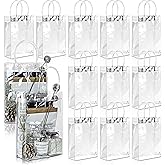 BadenBach 20 Pack Clear Gift Bags with Handles, 6.3" x 9.8" x 3.1" Transparent Plastic Party Favor Bags Bulk, Reusable PVC Goodie Tote Bag for Shopping Boutique Wedding Birthday Baby Shower Valentine's Day