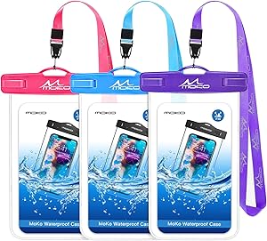 MoKo Waterproof Phone Pouch [3 Pack], Underwater Clear Phone Case Dry Bag with Lanyard Compatible with iPhone 12 Mini/12 Pro, iPhone 11 Pro Max, X/Xs/Xr/Xs Max, 8/7, Galaxy S21/S10/S9, Note 10/9/8