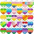 Pop Fidget Toys Bulk Its Valentines Day Gifts for Kids 30 Pack Valentines for Kids Classroom Valentines Day Party Favors Mini Heart Pop Fidget Keychain It Bulk Toys Valentine Goodie Bags Boys Girls