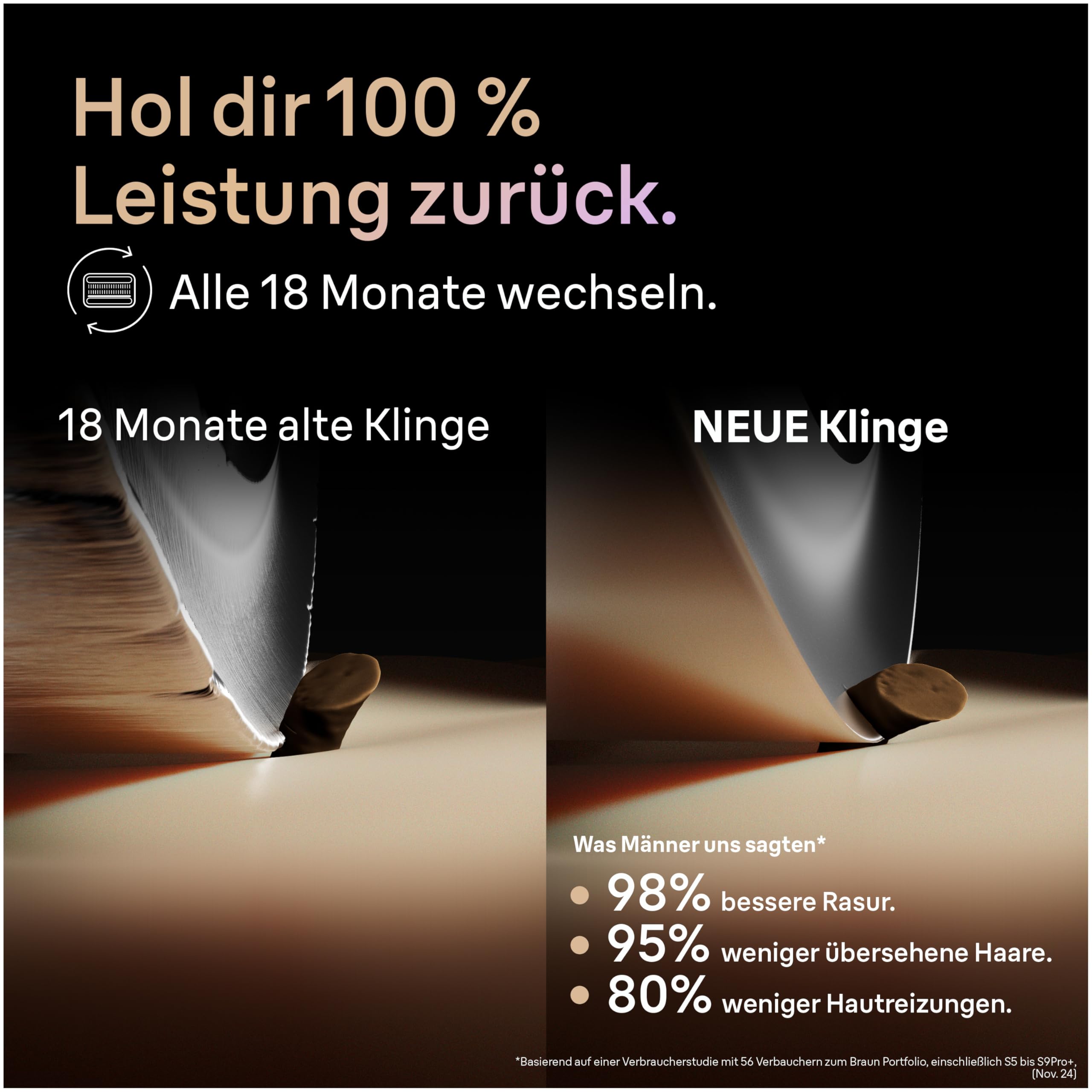 Braun Elektrorasierer Scherkopf Series 9 PRO+, 96M, Silber - Original Ersatzscherteil vom Hersteller, Hol dir 100 Prozent Leistung Zurück, Kompatibel mit allen Braun S9-Rasierern 3