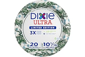 Dixie Ultra Limited Edition Paper Plate, 10 in. Dinner-Size Printed Disposable Plates, 20 ct