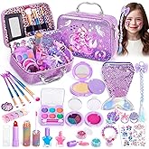 Hohosunlar Kids Makeup for Toddlers Toys, Washable Make Up Set Non-Toxic Mermaid Toys for Girls, Kids Hair, Nail Polish, Brushes, Purse Accessories, Princess Christmas Birthday Gift Toys for Girls 3+