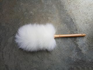 Monba Lambswool Feather Duster mit Massivem Holzgriff, Flexibel, Gute Griffe, Antistatisch, Waschbar Staubwedel für Zuhause, Büro und Auto, zieht und Hält Staub (Weiß)