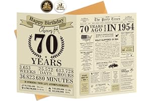 Ogeby Funny 70th Birthday Gifts for Women Men, Jumbo 70th Birthday Card for Dad Mom Grandma, Gifts for 70 Year Old Woman Man, Vintage Back in 1954 Birthday Cards Gifts, 70th Birthday Decorations