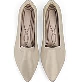 TINGRISE Women's Flats Shoes Pointed Toe Knit Washable Ballet Comfortable Dressy Work Flat