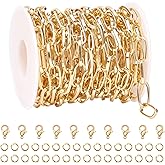 UMAOKANG 5 Meters Aluminum Jewelry Chain Roll Gold Plated Oval Paperclip Chains for Jewelry Making Men and Women Necklace DIY Jewelry Findings