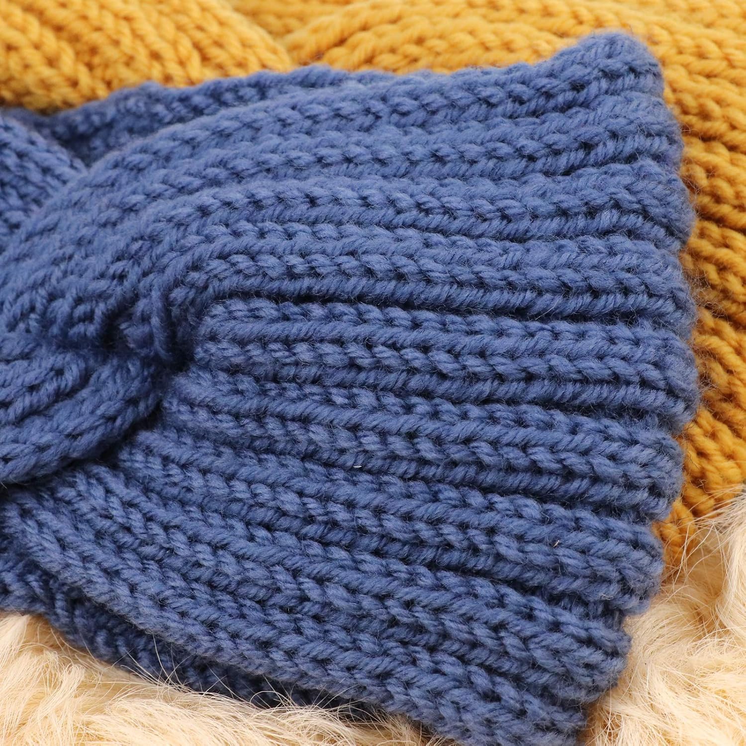 DRESHOW 6 Pieces Women Warm Knitted Headband Winter Ear Warmer Crochet Head Wraps Thick Cable Headband, 6 Pack Set G-2 - Image 5