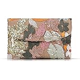 QTKJ Envelope Package, Clutch Purses for Women, Sequin Embroidered Flowers Straw Bag, Bohemian Handmade Handbags, Beach Bag for Vacation, Travel (Silver)