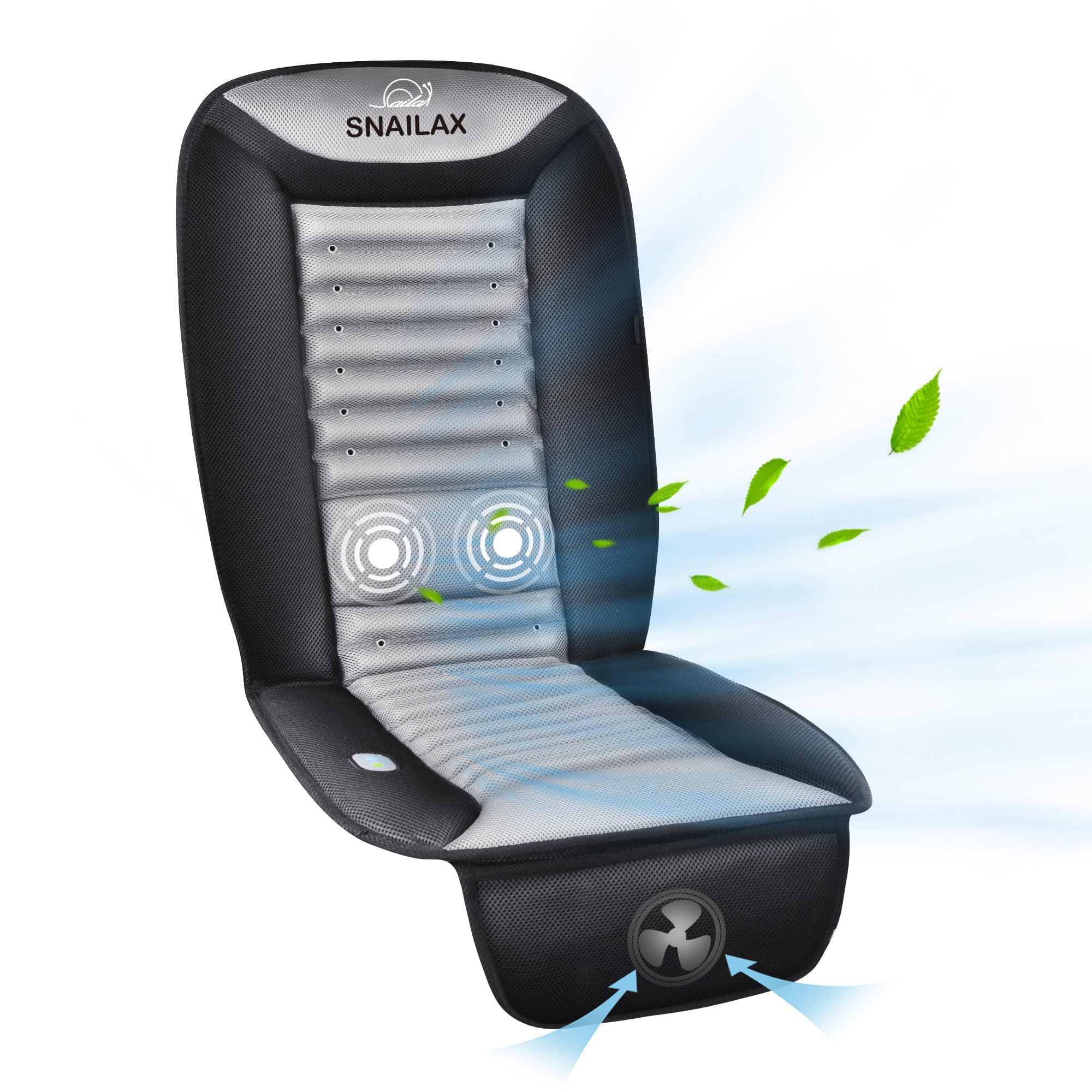 Photo 1 of Snailax Cooling Seat Cover for Car Seat Cooler Cooling Fan Car seat Cushion with Massage 2 Air Speed & 3 Vibration Intensities, 12V, Vertilated Cool Air Seat Pad, 30-Min Auto Off for SUV/Truck