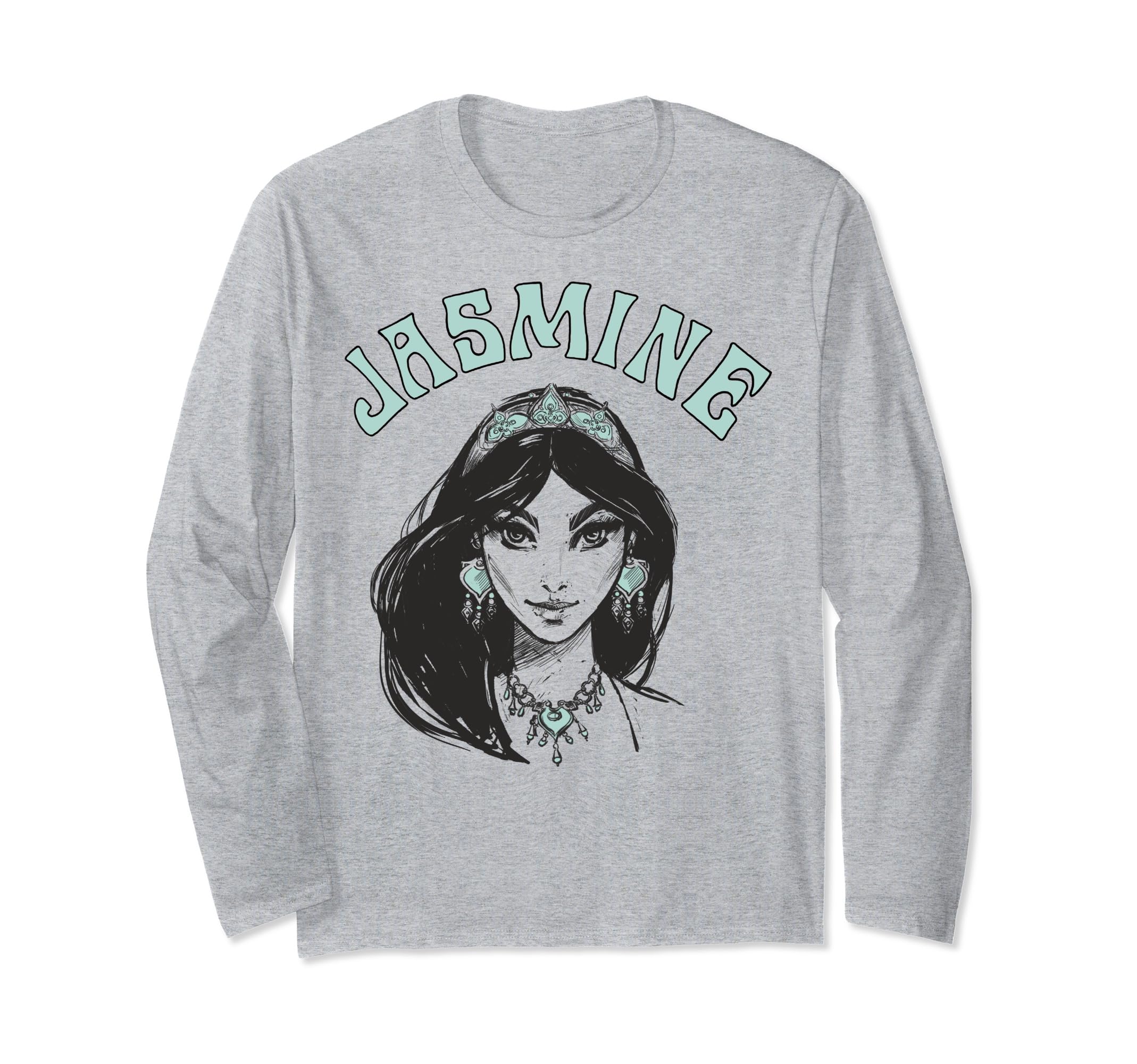 Disney Aladdin Live Action Jasmine Face Portrait Sketch Long Sleeve T-Shirt