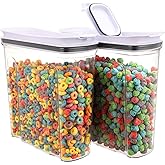 FreshKeeper Cereal Containers Storage Set, Airtight Food Storage Container with Lid 4L/135.2oz, 2PCS BPA-FREE Plastic Pantry Organization Canisters for Rice Cereal Flour Sugar Dry Food in Kitchen