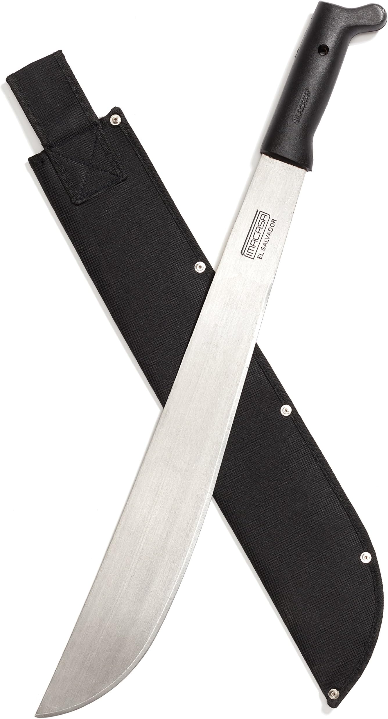 IMACASA 26" Machete, Black Poly Handle, Canvas Sheath Included, Full Tang - Optimal Balance and Force, 1075 High Carbon Steel Blade, Ergonomic Handle