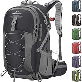 Maelstrom 50L Hiking Backpack, Lightweight Camping Daypack with Rain Cover | Water-Resistant Rip-Stop Nylon, Wet/Dry Separation, Multi-Pockets, Survival Whistle. Ideal For Men, Women, Travel, Trekking