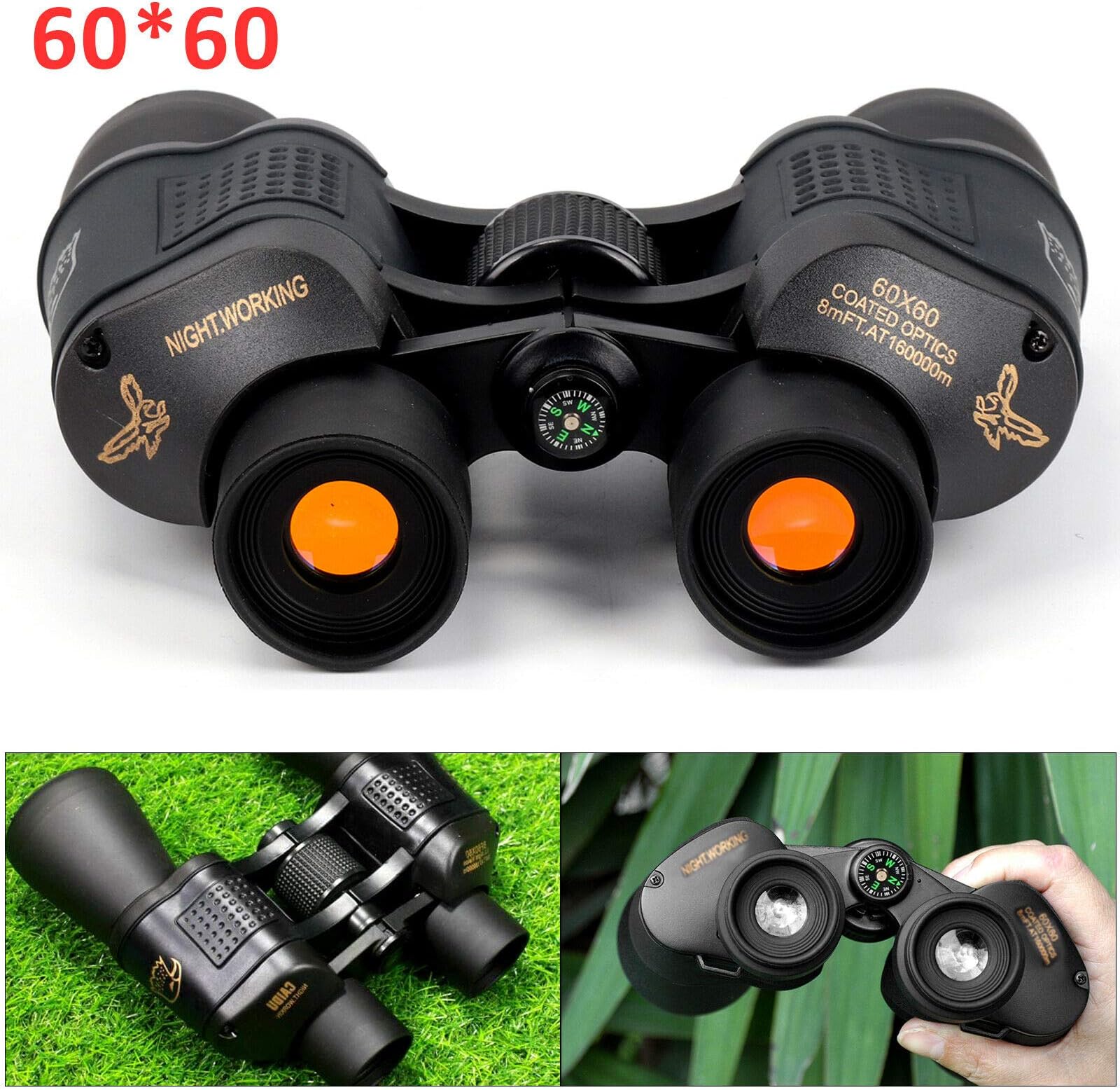Shoze 60x60 Day/Night Military Army Zoom Powerful Binoculars Optics Hunting Camping