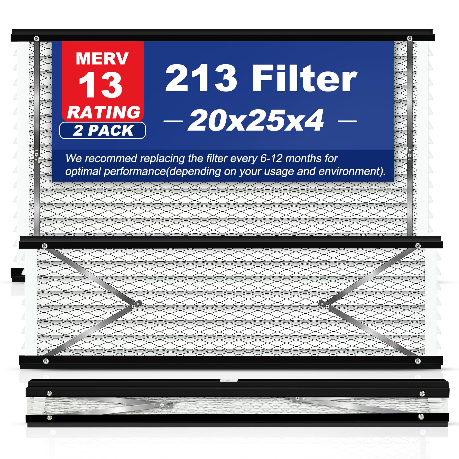 Photo 1 of 2-Pack 213 Replacement Filter Compatible with AprilAire Whole House Air Purifiers Models 1210, 1620, 2210, 2216, 3210, 4200, MERV 13 Furnace Filter Replacement, Size: 20x25x4